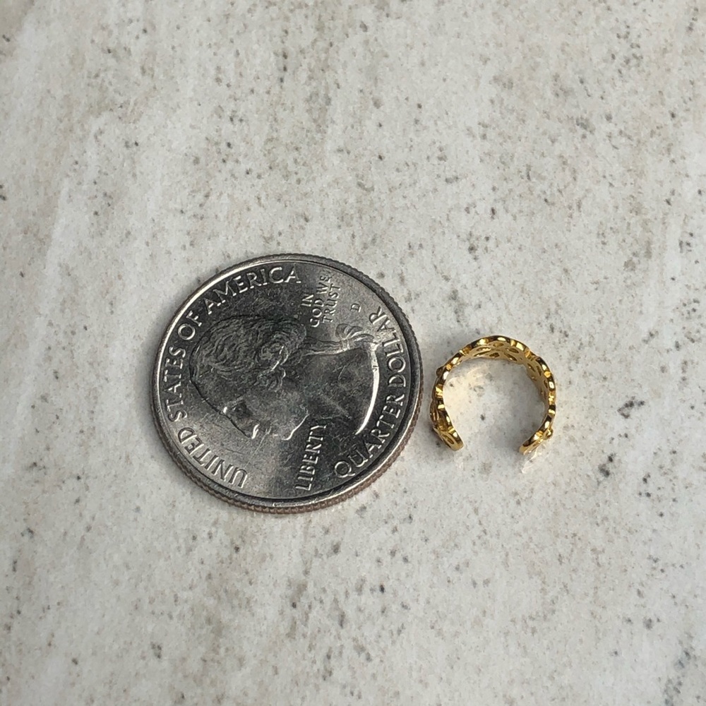 925 Sterling Silver Gold Flower Ear Cuff - Picture 15 of 16